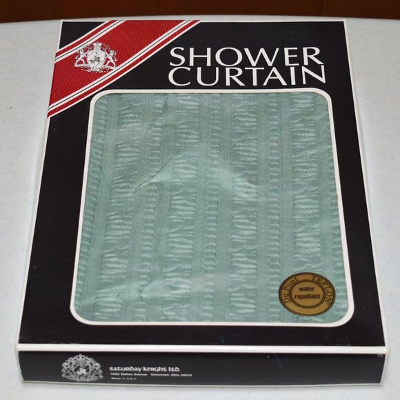 NOB Vintage Saturday Knight Pale Jade Shower Curtain Chelsea Pucker Teflon USA - Picture 1 of 5